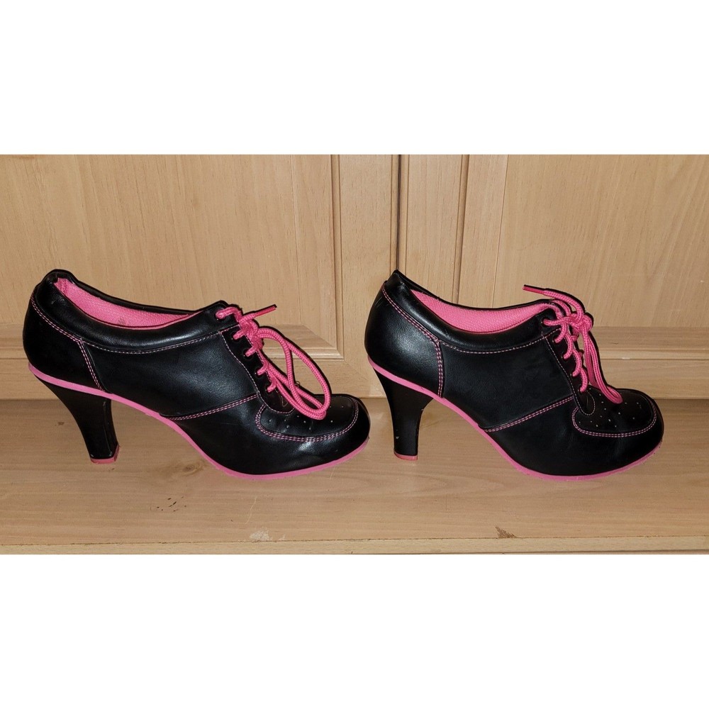 Pink and black high heel shoes y2k